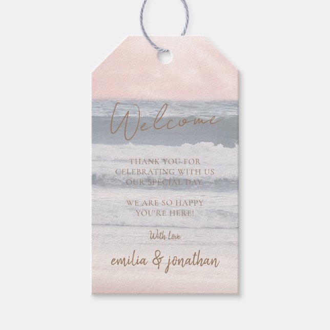 Etiqueta Para Presente Sunset Beach Wedding | Oceanside Wedding (Frente)