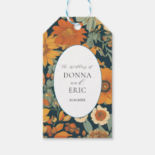 Etiqueta Para Presente Sunset Blooms: Casamento Floral Laranja da Vintage