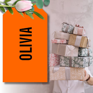 Etiqueta Para Presente Sunset Orange Modern Name   Tendência minimalista