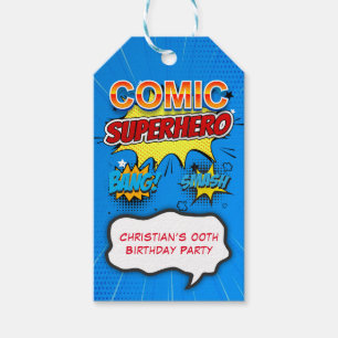 Etiqueta Para Presente Super Herói da Quadrícula 00ª Festa de aniversário