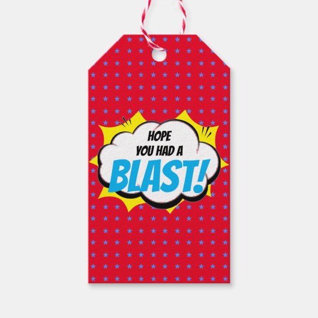 Etiqueta Para Presente Super-herói Partido Obrigado pelo texto (Frente)