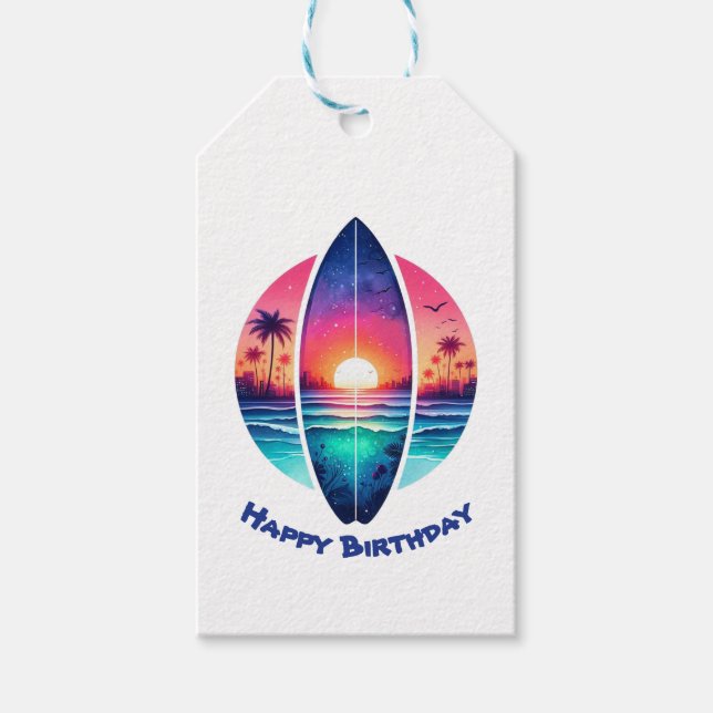 Etiqueta Para Presente Surfboard no Sunset (Frente)
