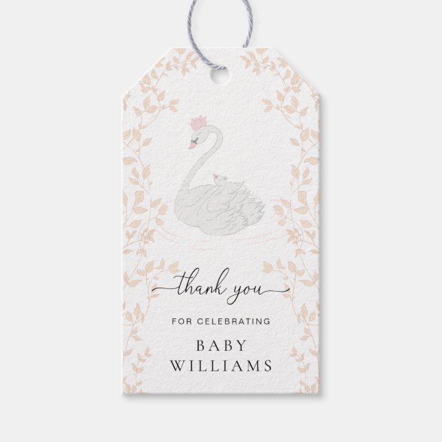 Etiqueta Para Presente Swan Princess Obrigado Favor (Frente)