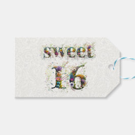 Etiqueta Para Presente Sweet 16 Happy Birthday Wildflower Text
