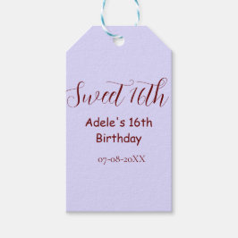 Etiqueta Para Presente Sweet 16th birthday purple pastel mauve retro name