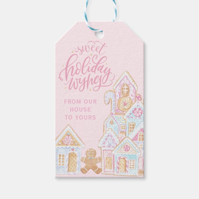 Etiqueta Para Presente Sweet Holiday Wishes | Pastel  Gingerbread (Frente)