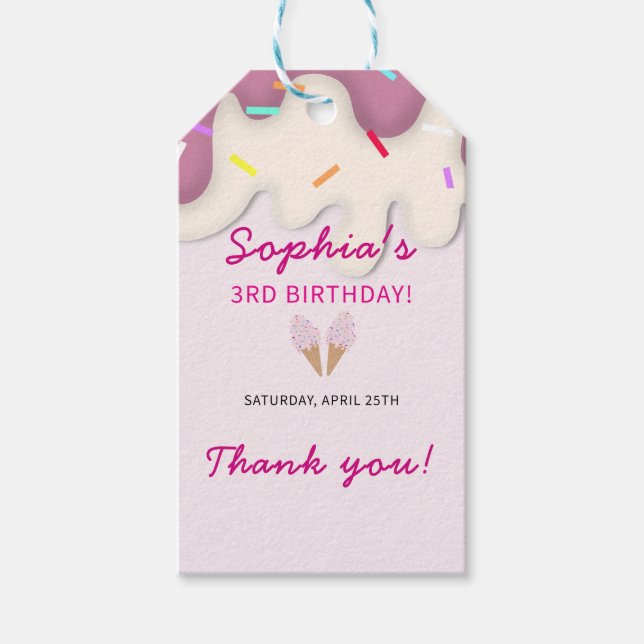 Etiqueta Para Presente Sweet Ice Cream Birthday (Frente)