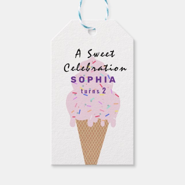 Etiqueta Para Presente Sweet Ice Cream Birthday  (Frente)