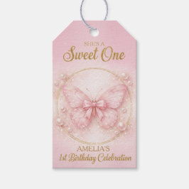 Etiqueta Para Presente Sweet One Pink Butterfly 1st Birthday Girl 