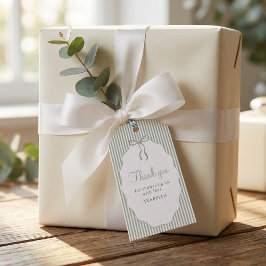 Etiqueta Para Presente Sweet Pinstriped Green Bow Baby Shower Thank You