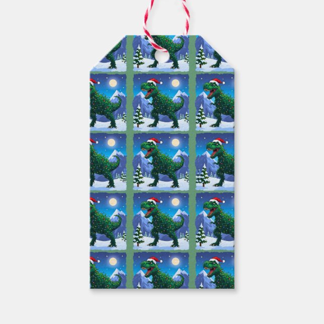 Etiqueta Para Presente T Rex de Natal  (Frente)