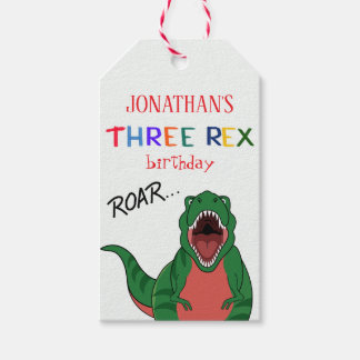Etiqueta Para Presente T Rex Rugido Três Rex Aniversário das Crianças