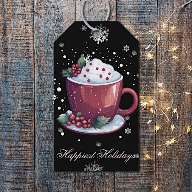 Etiqueta Para Presente Taça de Natal de Chocolate Quente (Christmas Cup of Hot Chocolate Gift Tags)