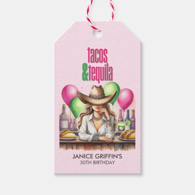 Etiqueta Para Presente Tacos Rosa Choque Aniversário Despedida de Solteir (Frente)