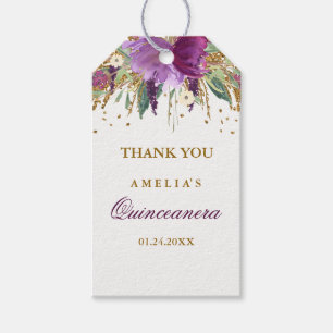 Etiqueta Para Presente Tag Amethyst Sparkling de Quinceanera do brilho