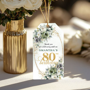 Etiqueta Para Presente Tag Boho Folhagem Verde Poeirento Aniversário de 8