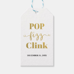 Etiqueta Para Presente Tag branco & Dourado do CLINK do FIZZ do POP do