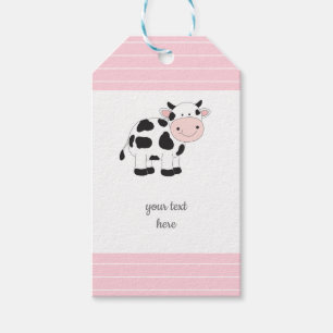 Etiqueta Para Presente Tag cor-de-rosa do presente da vaca das listras