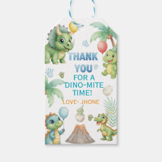Etiqueta Para Presente Tag de Agradecimento de Dinossauro com Atividade d