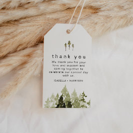 Etiqueta Para Presente Tag de Favor da Árvore de Pinheiros com Aquarela R