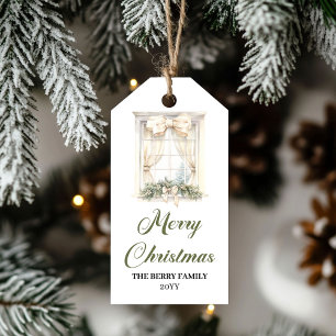 Etiqueta Para Presente Tag de Natal Minimalista Verde e Dourado