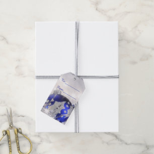 Etiqueta Para Presente Tag de prata e azul do presente do Feliz Natal