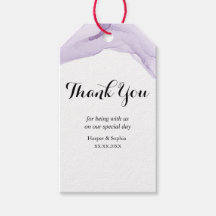 Tag de Presente de Casamento Roxo Aquarela Moderna