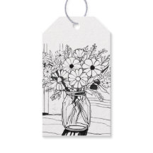 Tag de Presente de Desenho de Buquê de Flores