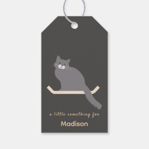 Etiqueta Para Presente Tag de Presente de Gato Cinza Fofo com Design de M