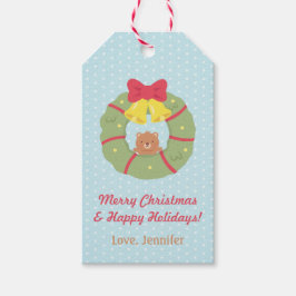 Etiqueta Para Presente Tag de Presente de Natal Urso de Pelúcia Fofo