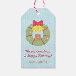 Etiqueta Para Presente Tag de Presente de Natal Urso de Pelúcia Fofo