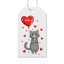 Tag de Presente Personalizado de Gato com Nome