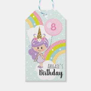 Etiqueta Para Presente Tag do favor do aniversário da menina do unicórn