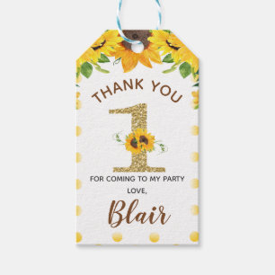 Etiqueta Para Presente Tag do favor do aniversário do girassol amarelo