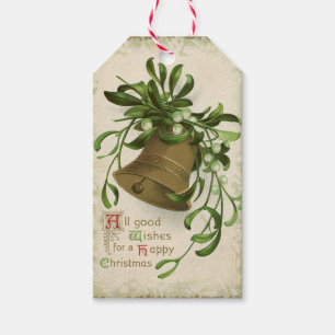 Etiqueta Para Presente Tag do presente de Bell do natal vintage (visco)