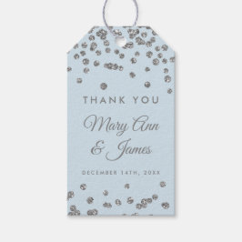 Etiqueta Para Presente Tag Favor Casamento Silver Glitter Confetti Azul