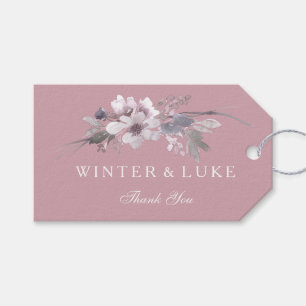 Etiqueta Para Presente Tag floral cor-de-rosa empoeirado elegante do
