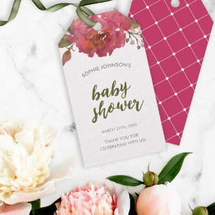 Etiqueta Para Presente Tag floral do favor do chá de fraldas da aguarela