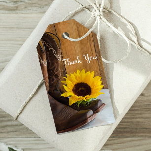 Etiqueta Para Presente Tag ocidental do favor do casamento do girassol do
