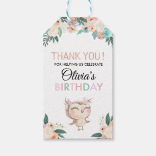 Etiqueta Para Presente Tag Peachy do favor do aniversário da coruja