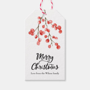 Etiqueta Para Presente Tag personalizados da baga do azevinho do Natal