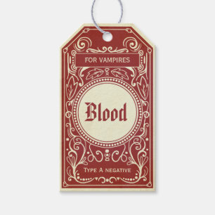 Etiqueta Para Presente Tag vermelho do sangue do vampiro do vintage do