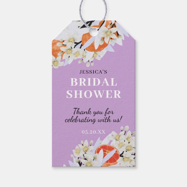 Etiqueta Para Presente Tangerina Citrus Blooming Branoming Wreath Floral (Frente)