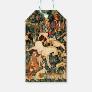 Etiqueta Para Presente Tapeçarias do Unicórnio Medieval Clássico Defende