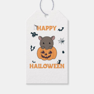 Etiqueta Para Presente Tapir em Pumpkin Cute Tapire Happy Halloween Gift