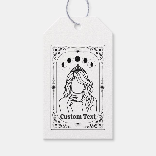 Etiqueta Para Presente Tarot Lua Celestial Zodíaco Astrologia Caprichosa (Frente)