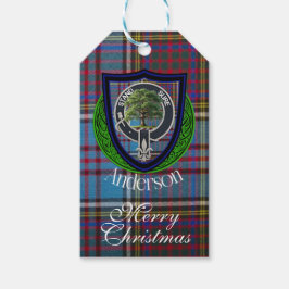 Etiqueta Para Presente Tartan e Brasão do Clã Escocês Anderson