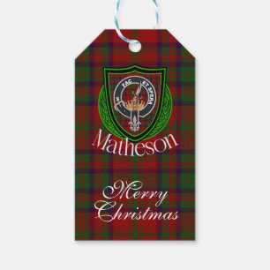 Etiqueta Para Presente Tartan e Brasão do Clã Escocês Matheson