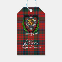 Etiqueta Para Presente Tartan e Brasão do Clã Escocês Nicolson