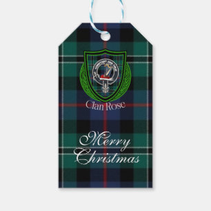 Etiqueta Para Presente Tartan e Brasão do Clã Escocês Rose